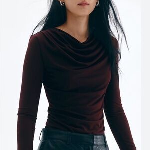 NWT H&M Burgundy Cowl Neck Long Sleeve Top